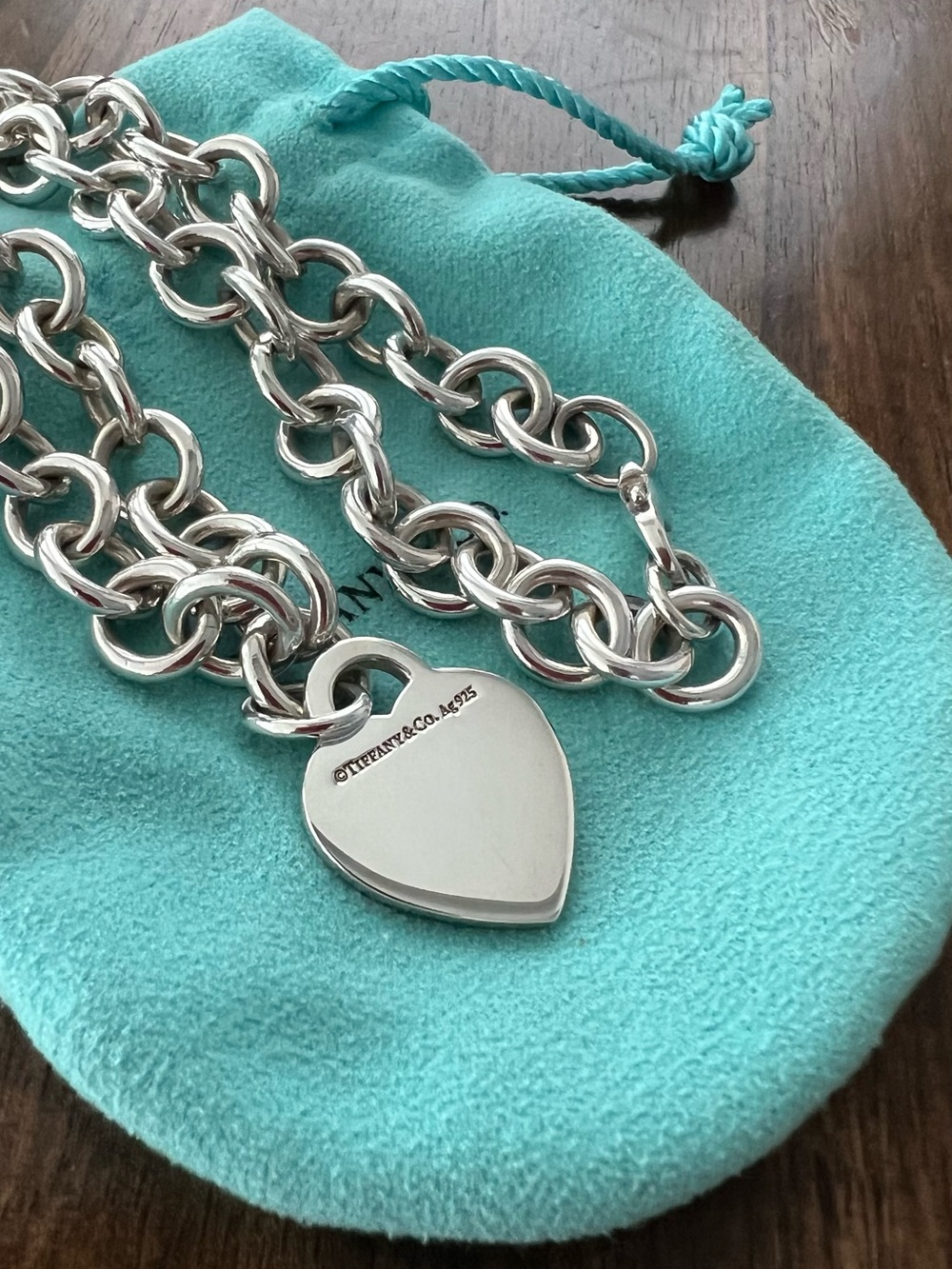 Tiffany & Co. Sterling Silver Heart Tag Necklace with Diamond - Silver - Picture 3 of 4